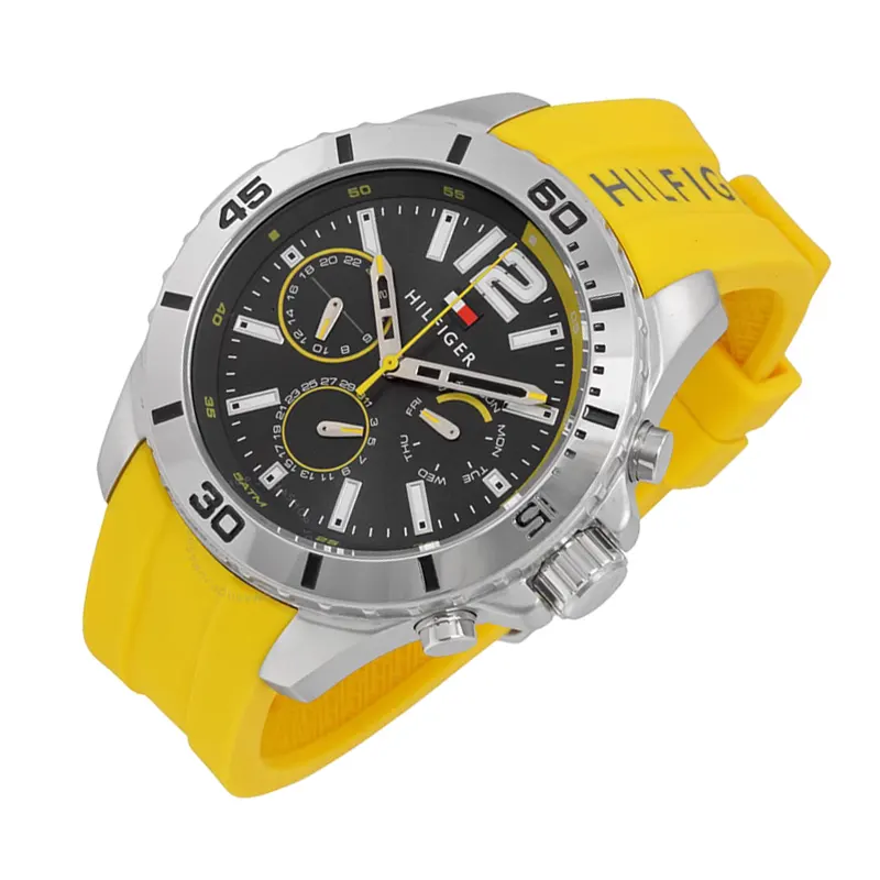 Tommy Hilfiger Multi-Function Yellow Silicone Dark Grey Dial Men's Watch- 1791144